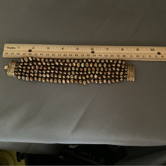 VTG Ciner Golden Bronze Fresh Water Pearls 6 Strands Bracelet. - Picture 4 of 5